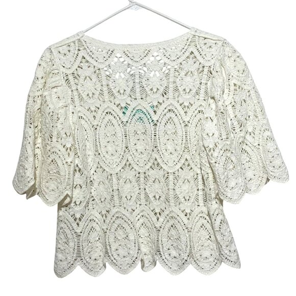 Umgee Solitaire Crochet Top Womens XS White Cruisewear Summer Coastal Grandma - Picture 2 of 6